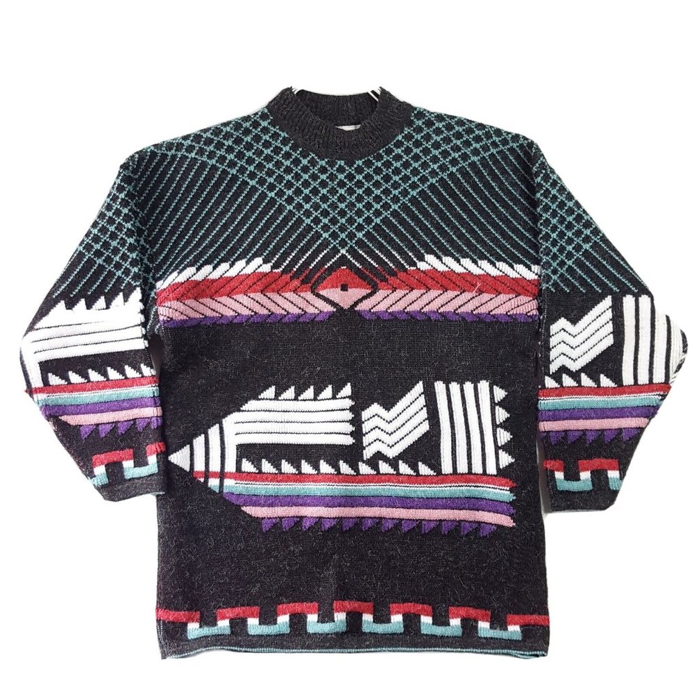 Vintage Maggie Lawrence Collection Women's Size L Abstract Sweater Knit Acrylic